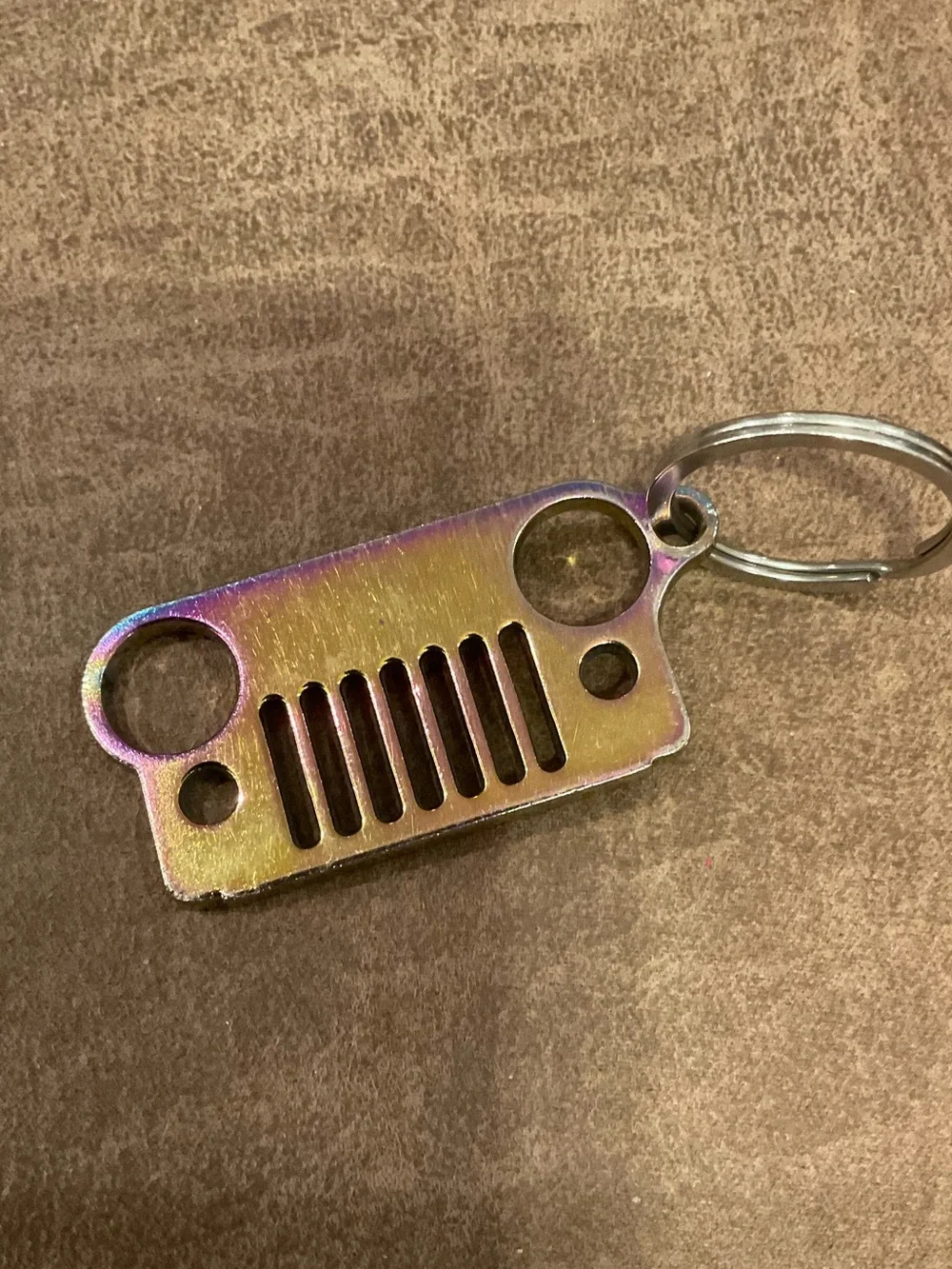 Iridescent Jeep Metal Keychain